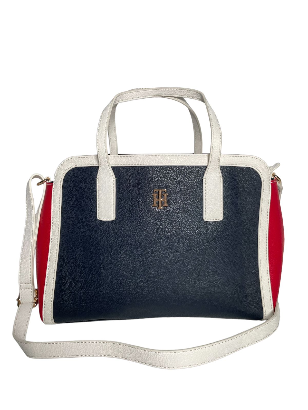 BOLSO DE MANO TOMMY HILFIGER AZUL CON ROJO Y BLANCO HANDBAG