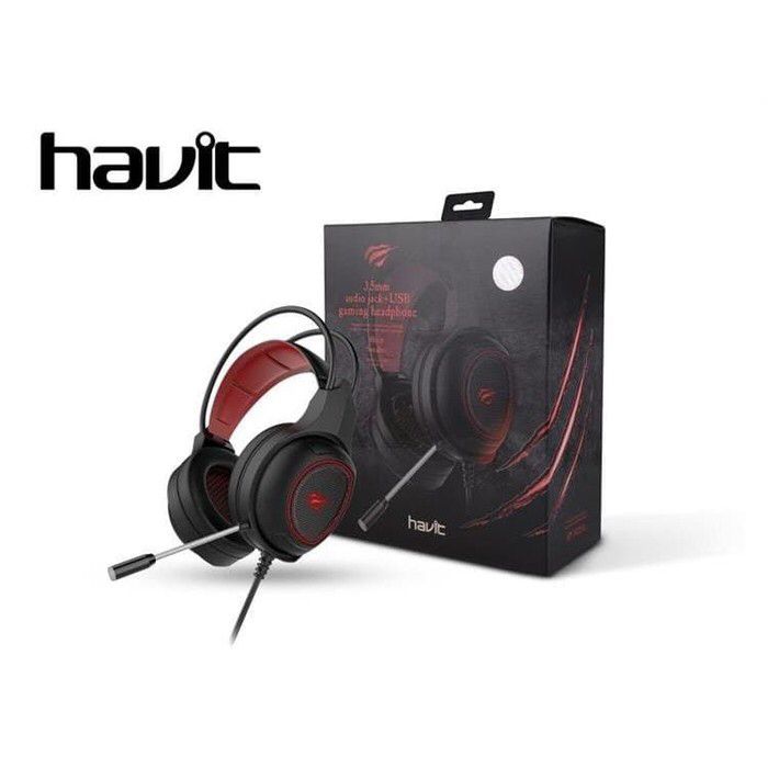 Audífonos Gamer Havit H2239d 3.5mm+usb y luz led roja