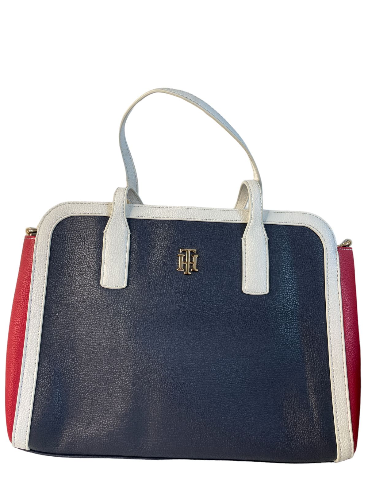 BOLSO DE MANO TOMMY HILFIGER AZUL CON ROJO Y BLANCO HANDBAG