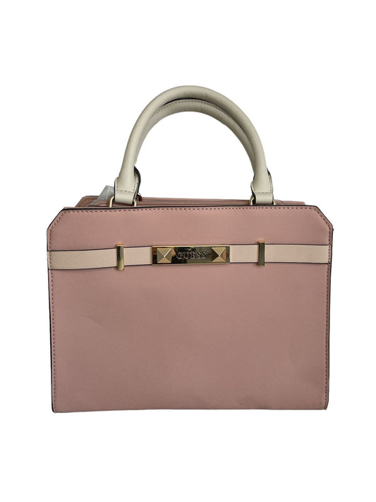 BOLSO GUESS DE MANO ROSA CON BLANCO