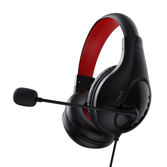 Audífonos Gamer Havit H2116d negro-rojo conexión 3.5mm con micrófono