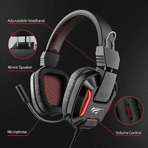 AUDÍFONO GAMER HAVIT H2168D 3.5MM+USB, Sonido potente y micrófono ajustable con luz LED